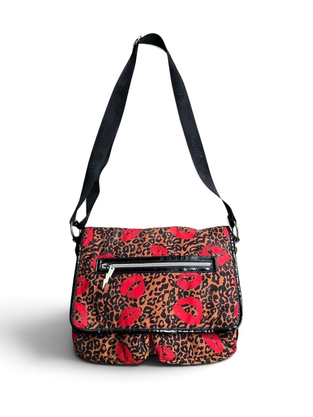 Betseyville by Betsey Johnson Leopard Lip Messenger Bag
